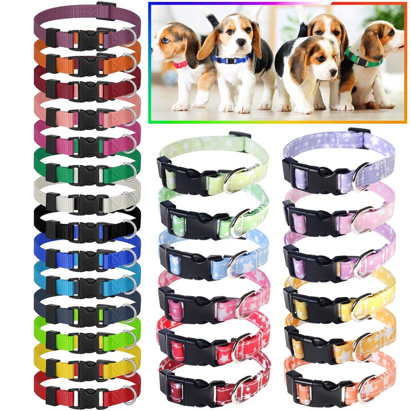 YOY 26 pcs/Set Soft Nylon Puppy Whelping ID Collars - Adjustable Litter Collar Reusable Washable Baby Dog ID Bands Pet Identification for Breeders, Neck 8" - 13" - Image 1